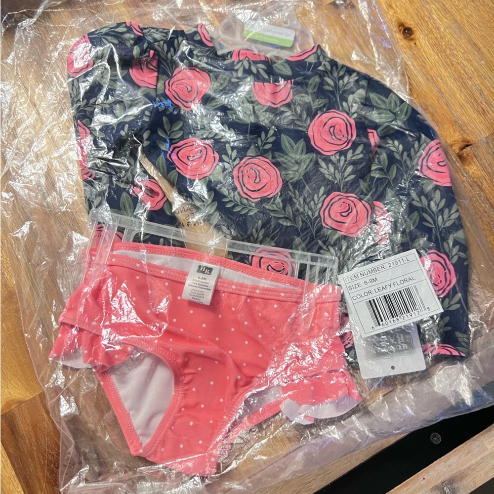 Hudson Baby Floral and Polka Dot Skirt Set - Pink and Blue